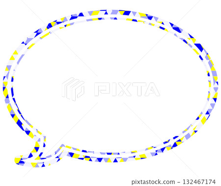 彩色玻璃風格對白泡泡，三角形圖案，圓形 132467174