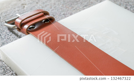 Close up of leather belt.  132467322