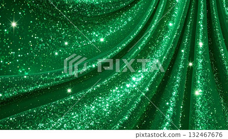 Emerald green light particles flowing sparkling background luxurious abstract material 132467676