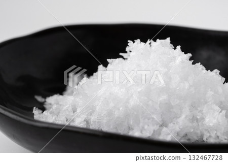 Close-up of coarse salt in a small dish Close-up of coarse salt in a small dish 132467728