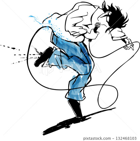 時尚的線條畫聲樂插圖 132468103