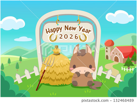 Year of the Horse New Year's Material 2026 Horse and Ranch House 1 Year of the Horse New Year's Material 2026 Horse and Ranch House 1 132468489
