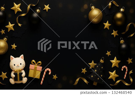 Stargazing cat and star background 132468540