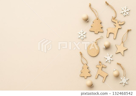 米色聖誕背景 132468542