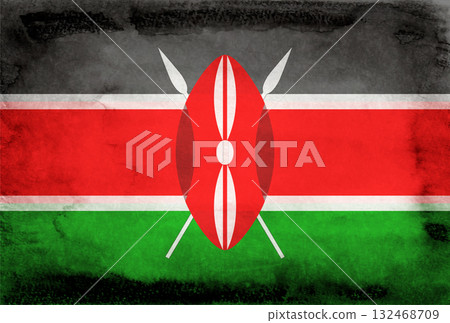 Kenya flag on Japanese paper background Kenya flag on Japanese paper background 132468709