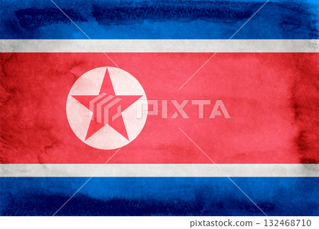 朝鮮國旗日本紙背景 朝鮮國旗日本紙背景 132468710