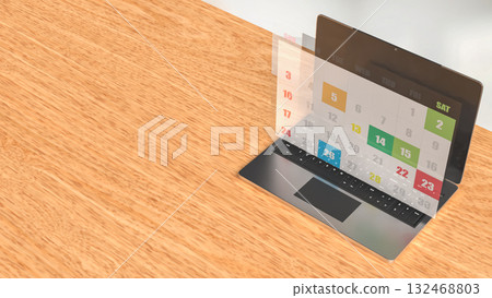 The Calendar and laptop  for Business concept 3d Rendering. 132468803