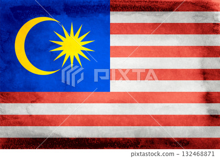 Malaysian national flag Japanese paper background 132468871