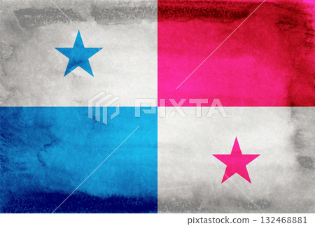 Panama flag on Japanese paper background Panama flag on Japanese paper background 132468881