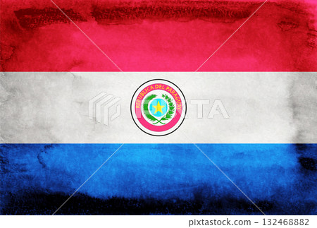 日本紙背景上的巴拉圭國旗 日本紙背景上的巴拉圭國旗 132468882