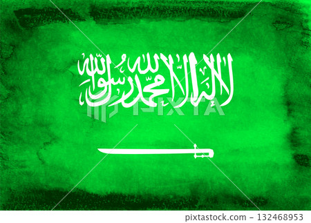 Saudi Arabia flag on Japanese paper background 132468953