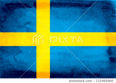 日本紙背景上的瑞典國旗 日本紙背景上的瑞典國旗 132468960