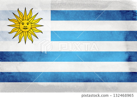 Uruguay country flag Japanese paper background 132468965