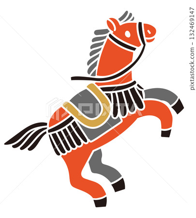 Hand-drawn horse New Year's card illustration Hand-drawn horse New Year's card illustration 132469147