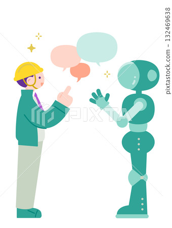 工人們在現場與人工智慧機器人對話：自動化和節省人力的一個例子 132469638
