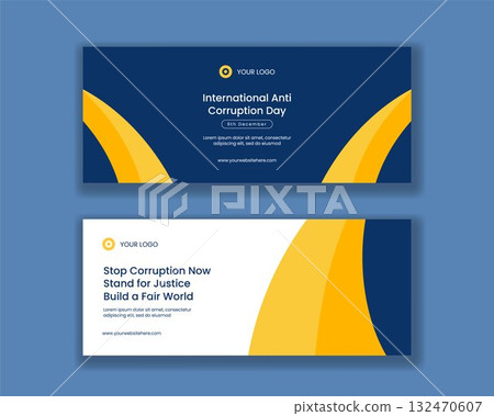 International Anti-Corruption Day Horizontal Banner Flat Cartoon Hand Drawn Background 132470607