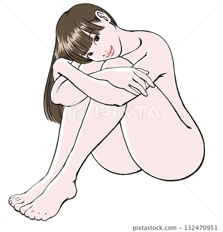 Smiling young woman sitting on the floor part 2_naked_no shadow Smiling young woman sitting on the floor part 2_naked_no shadow 132470951
