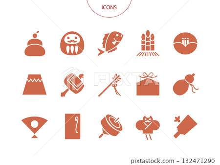 新年幸運符圖示象形文字向量插圖集 132471290