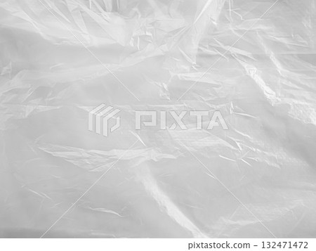 Plastic White Bag Wrap Film Grunge Overlay Effect Background Mockup Foil Pack Design Wrnkle Abstract Grey Texture Pattern Element Clear Polyethylene Wrapper Pattern Material Layer Surface Template. 132471472