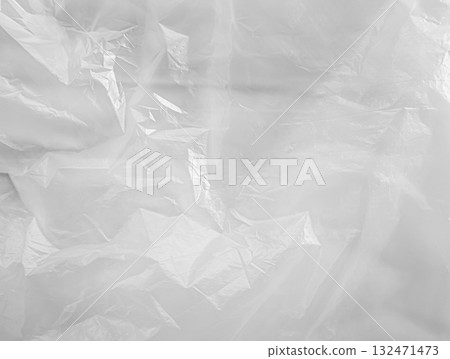 Plastic White Bag Wrap Film Grunge Overlay Effect Background Mockup Foil Pack Design Wrnkle Abstract Grey Texture Pattern Element Clear Polyethylene Wrapper Pattern Material Layer Surface Template. 132471473