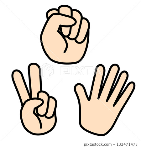 一隻手玩石頭剪刀布的插圖 132471475