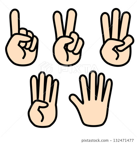 Illustration of numbers represented by hands Illustration of numbers represented by hands 132471477