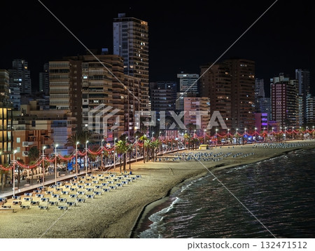 evening on promenade sidewalk, serene boardwalk at dusk with shimmering lights and casual passersby evening on promenade sidewalk, serene boardwalk at dusk with shimmering lights and casual passersby 132471512