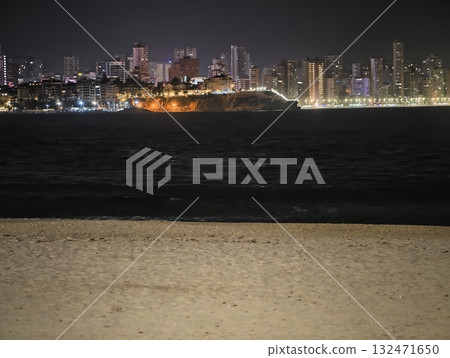 evening cityscape glow illuminated waterfront scene showcasing festivity reflections 132471650