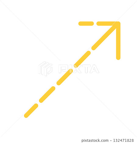 Bright yellow arrow icon, yellow arrow mark for warning, positive and eye-catching yellow direction sign 132471828