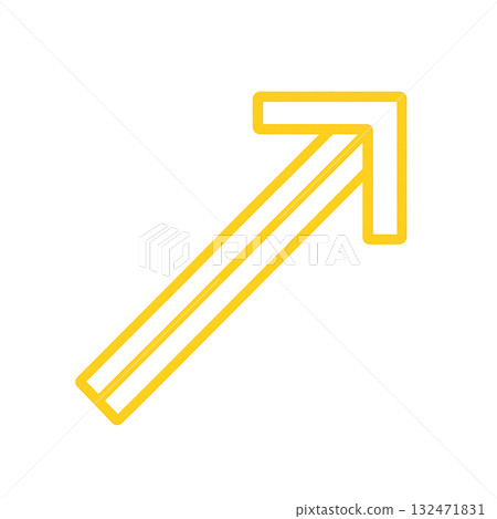 明亮的黃色箭頭圖標，警告的黃色箭頭標記，積極醒目的黃色方向標誌 132471831