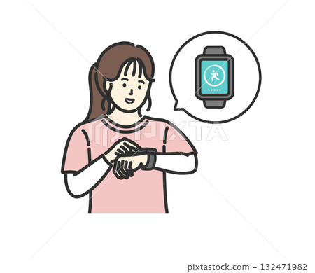 A woman checking a pedometer app on her smartwatch A woman checking a pedometer app on her smartwatch 132471982