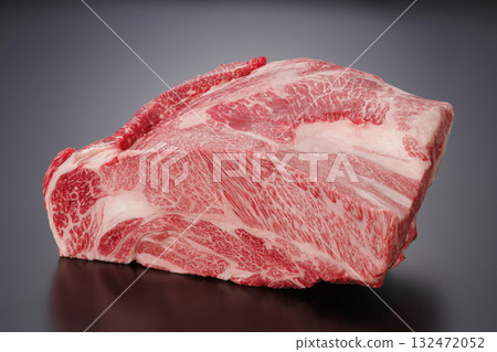 Black Wagyu beef shoulder loin block 132472052