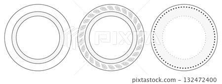 一套 3 幅線條藝術風格的盤子插圖 132472400