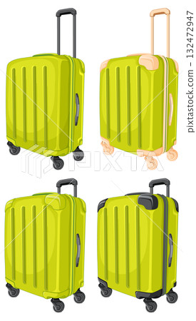 Set of Green Rolling Suitcases in Vector Illustration Set of Green Rolling Suitcases in Vector Illustration 132472947
