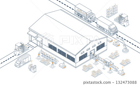 Smart logistics automated warehouses, efficient labor, wireless transport, robotics, Industry 4.0 with AGV and AMR. Smart logistics automated warehouses, efficient labor, wireless transport, robotics, Industry 4.0 with AGV and AMR. 132473088