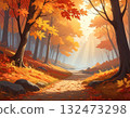 秋天的道路和燈光 132473298