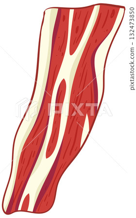 Stylized Vector Illustration of Raw Bacon Slice Stylized Vector Illustration of Raw Bacon Slice 132473850
