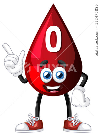 Cartoon Blood Drop Character With O Blood Type 132473859