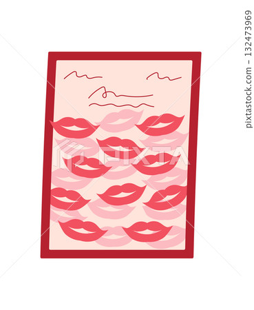 Cute card with pink heart and flower, featuring romantic message. Perfect for valentine's day celebration, envelope and note correspondence. Flat cartoon graphic style, ideal for festive occasions. Cute card with pink heart and flower, featuring romantic message. Perfect for valentine's day celebration, envelope and note correspondence. Flat cartoon graphic style, ideal for festive occasions. 132473969