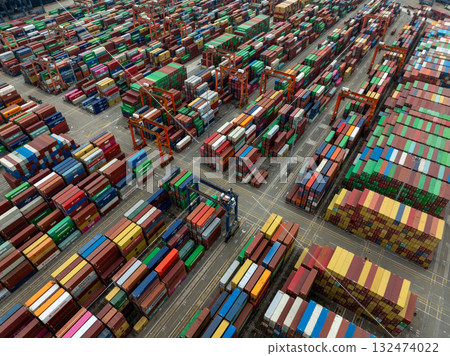 Aerial view of Yantian international container terminal in Shenzhen city, China 132474022