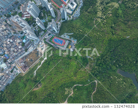 Aerial view of landscape in China Aerial view of landscape in China 132474028