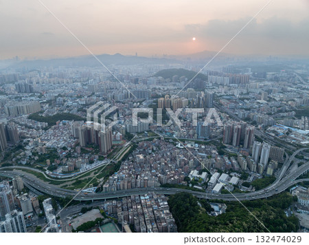 Aerial view of landscape in China 132474029