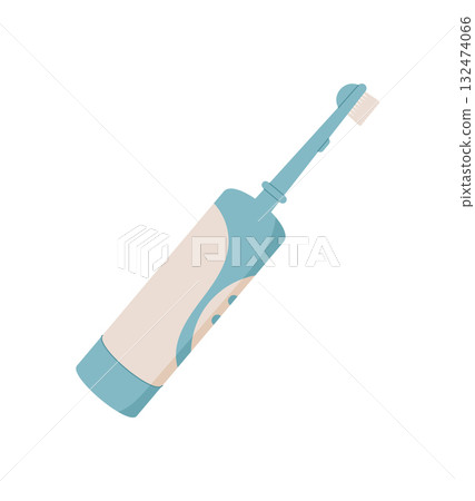 Flat cartoon electric toothbrush for hygiene and cosmetic cleaning. Simple product used for daily care and maintenance of skin health. Concept of beauty, hygiene, eco practices, suitable personal care Flat cartoon electric toothbrush for hygiene and cosmetic cleaning. Simple product used for daily care and maintenance of skin health. Concept of beauty, hygiene, eco practices, suitable personal care 132474066