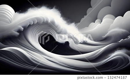 Monochromatic Ocean Wave with Cresting Foam Monochromatic Ocean Wave with Cresting Foam 132474187