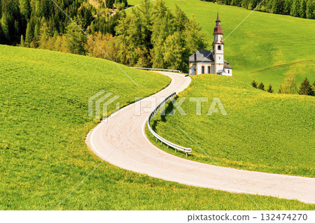 A combination of beautiful European countryside and a European-style church A combination of beautiful European countryside and a European-style church 132474270