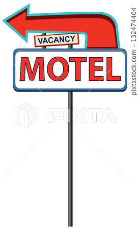 Retro Motel Sign with Vacancy Arrow Retro Motel Sign with Vacancy Arrow 132474404