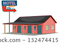 Retro Motel Illustration with Vacancy Sign 132474415
