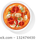 Vibrant Thai Tom Yum Soup Vector Illustration 132474430