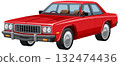 Classic Red Sedan Vector Illustration 132474436