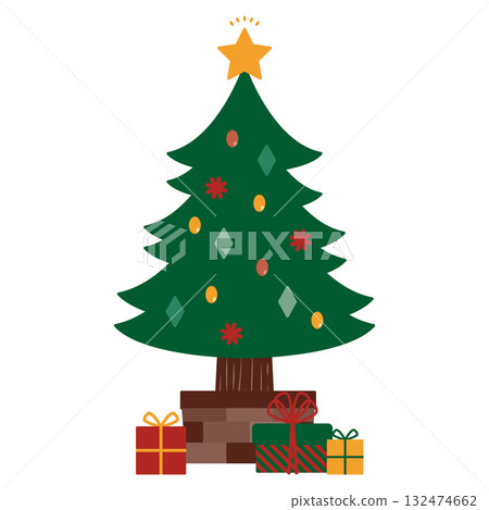 Illustration of Christmas tree and presents Illustration of Christmas tree and presents 132474662